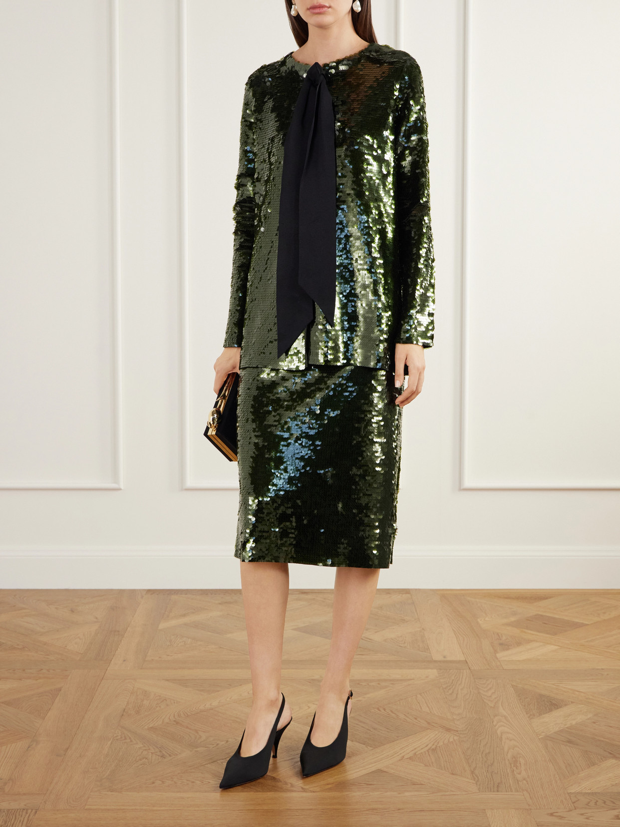 Sequined Knitted Knee-Length Skirt