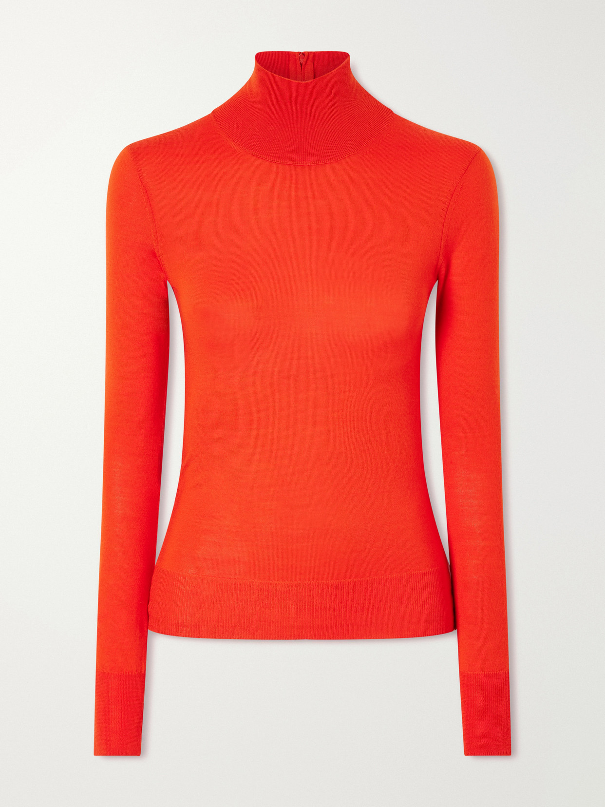 Carolina Herrera Wool And Silk-blend Turtleneck Sweater In Red