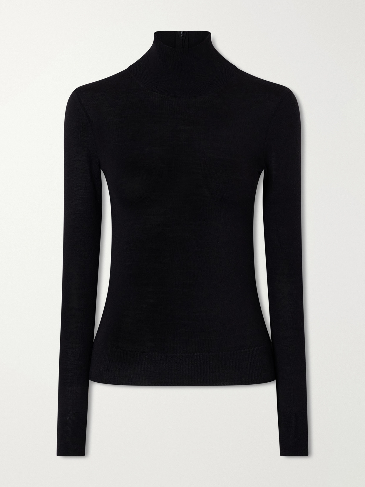 Carolina Herrera Wool And Silk-blend Turtleneck Sweater In Black