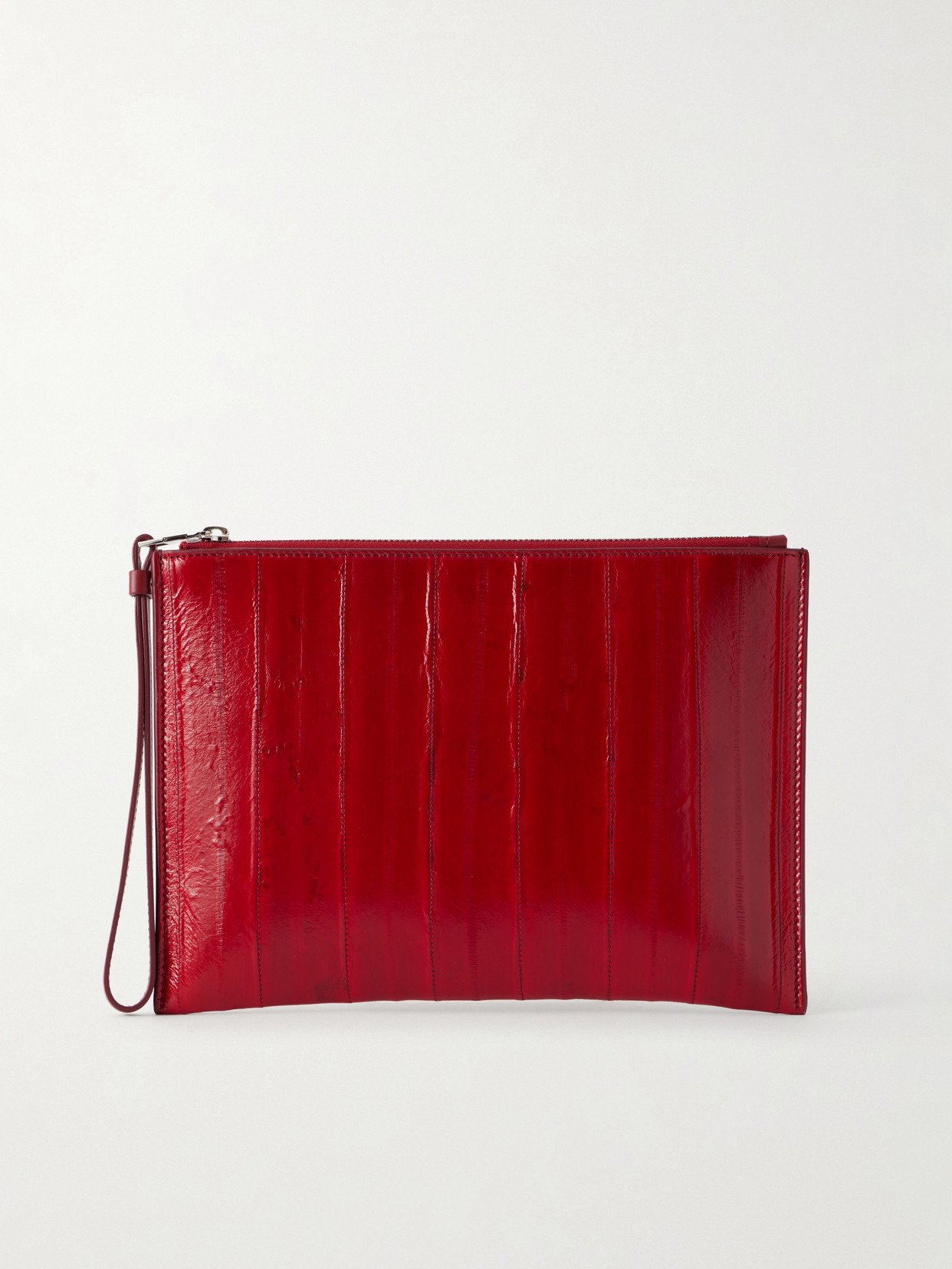 Proenza Schouler Leather Intarsia Leather-trimmed Suede Pouch In Red