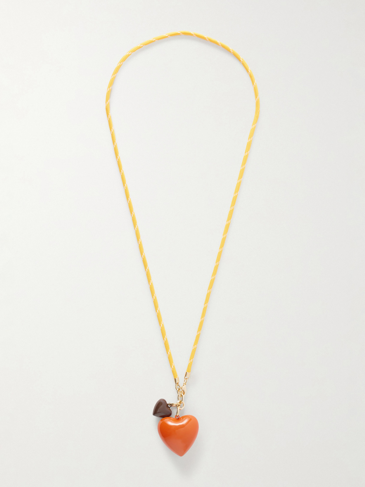 Roxanne Assoulin The Mini Puffy Heart Gold-tone, Enamel And Cord Necklace In Pattern