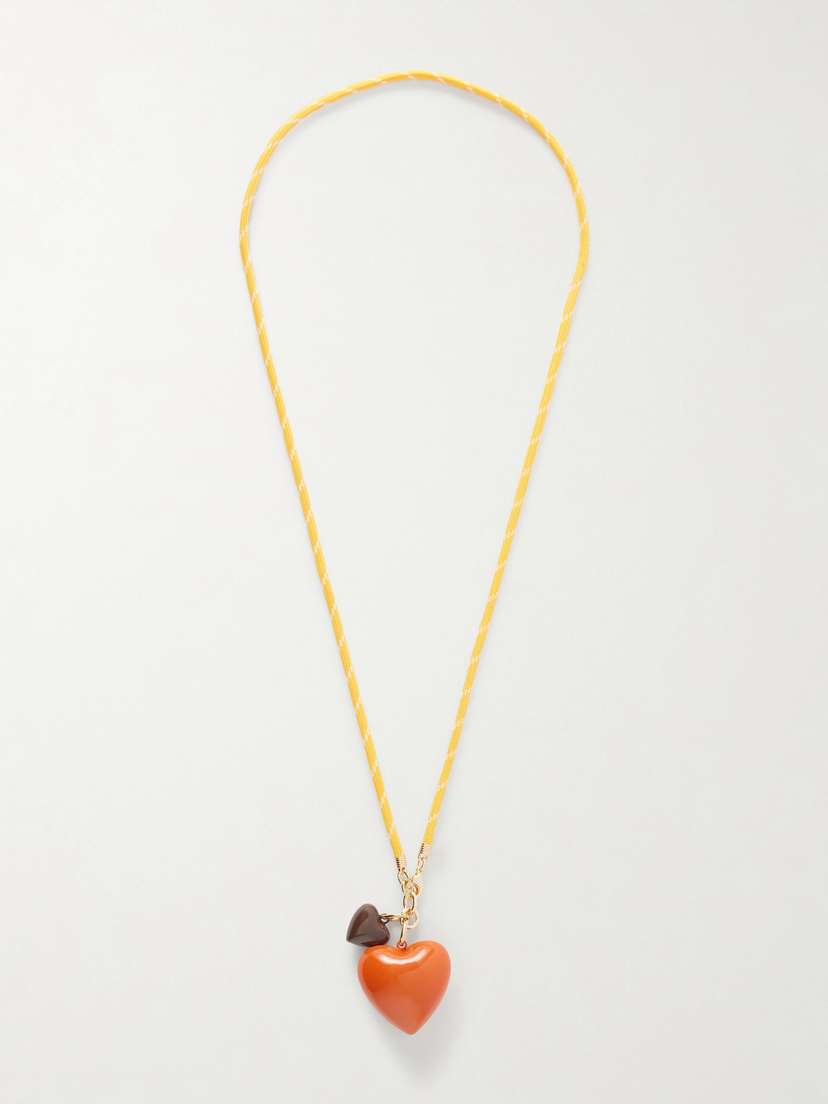 Roxanne Assoulin The Mini Puffy Heart Gold-tone, Enamel And Cord Necklace | Thumbnail 5
