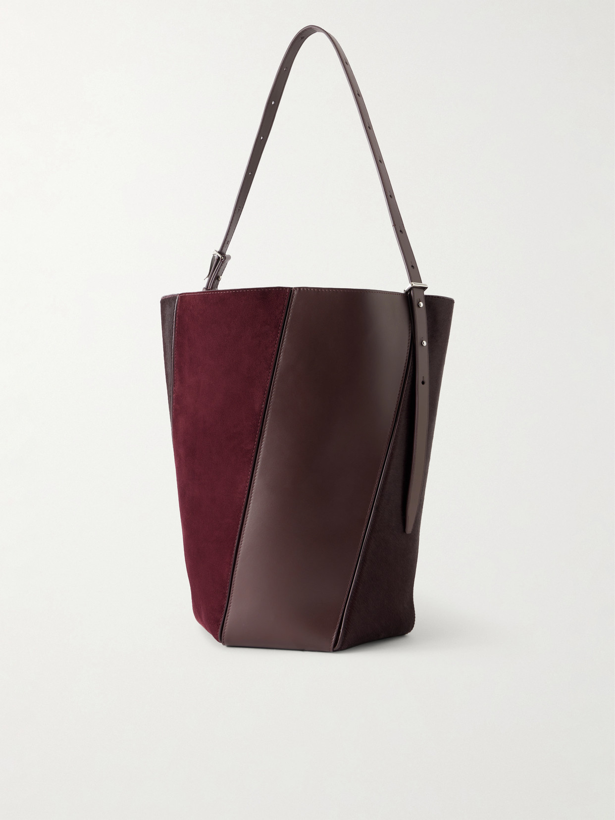 Hex Leather, Suede And Calf-Hair Shoulder Bag
