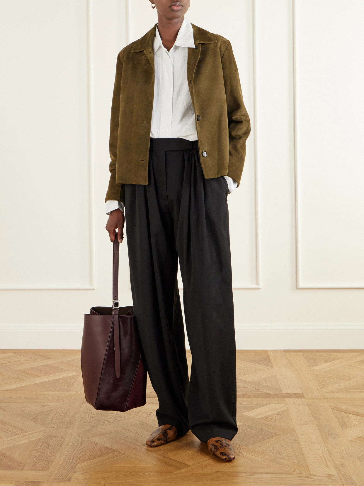 Hex Leather, Suede And Calf-Hair Shoulder Bag