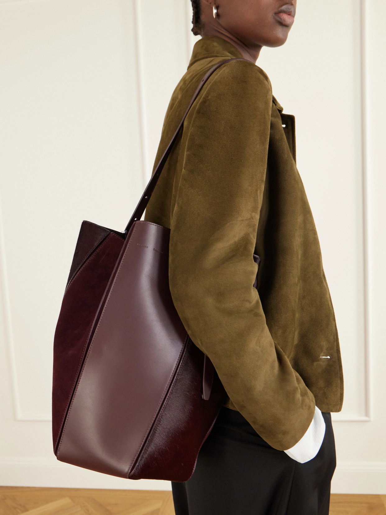Hex Leather, Suede And Calf-Hair Shoulder Bag