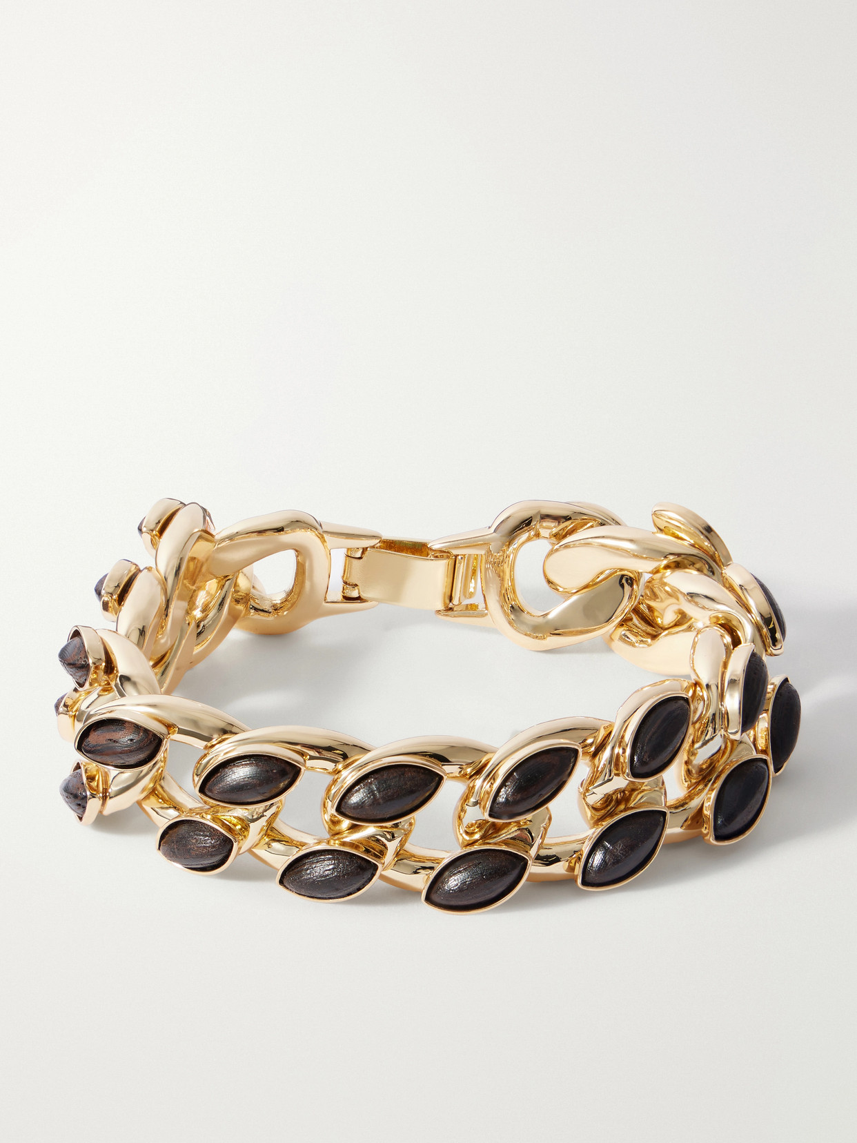 Roxanne Assoulin The Studded Wood Link Gold-tone Bracelet In Red