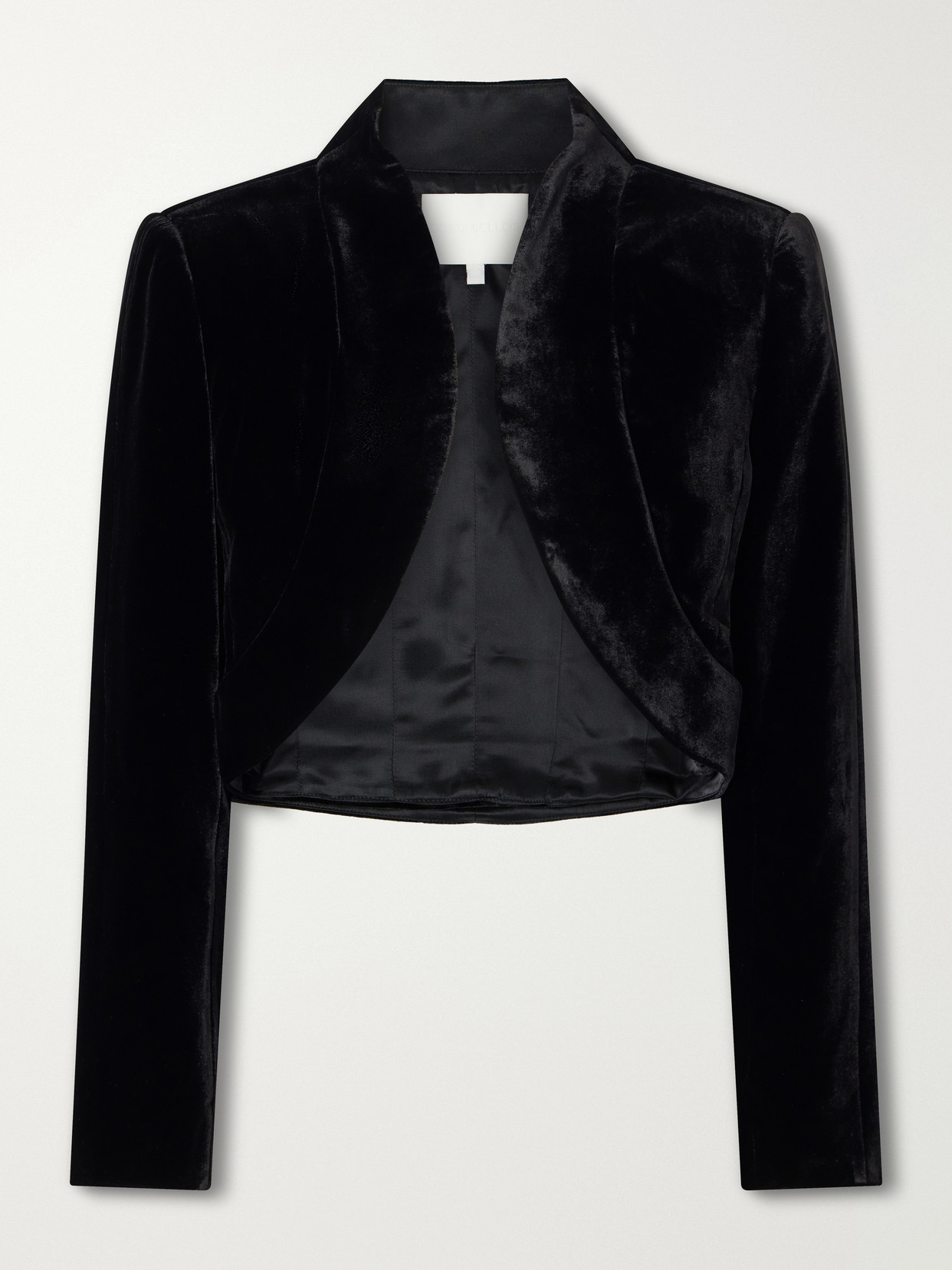 Costarellos Elvie Cropped Velvet Jacket In Black