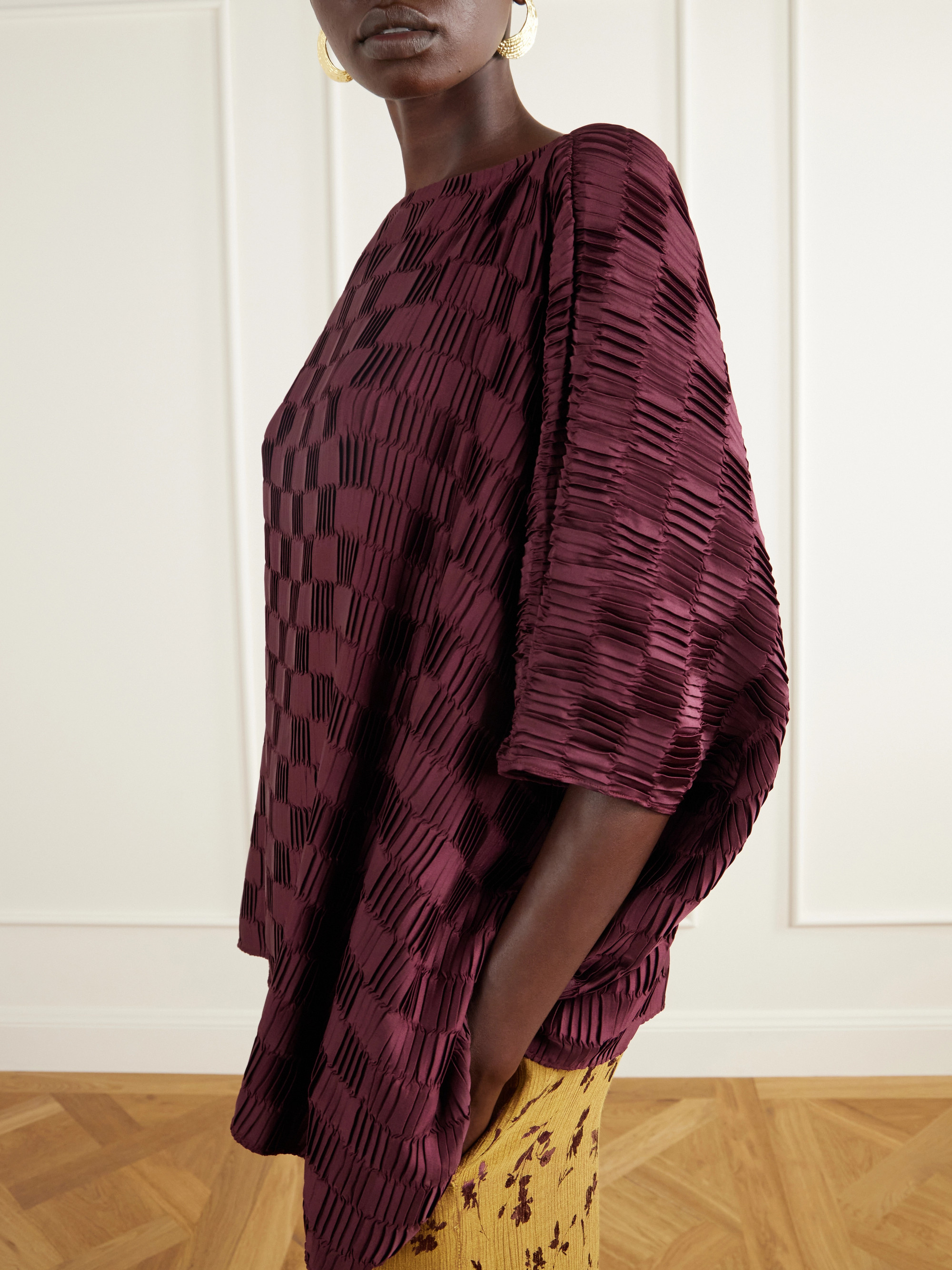 Dima Ayad Plissé satin blouse