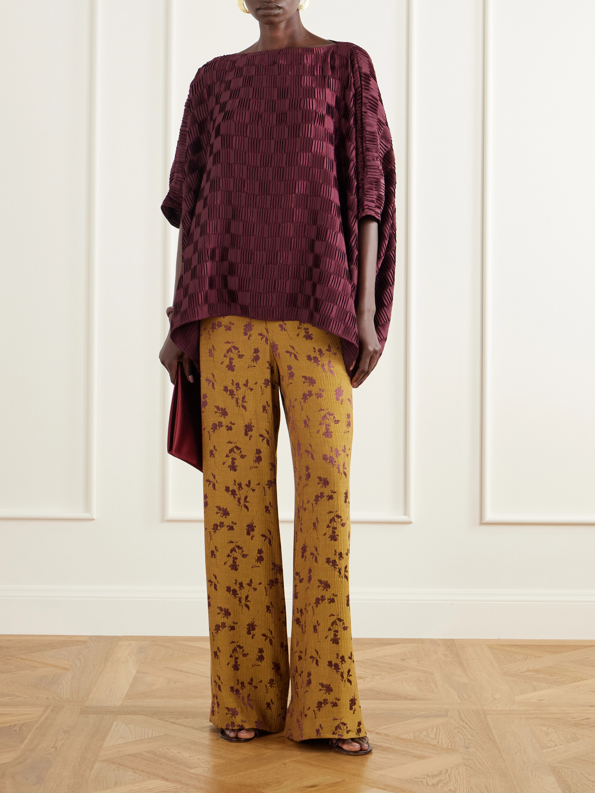 Dima Ayad Plissé satin blouse
