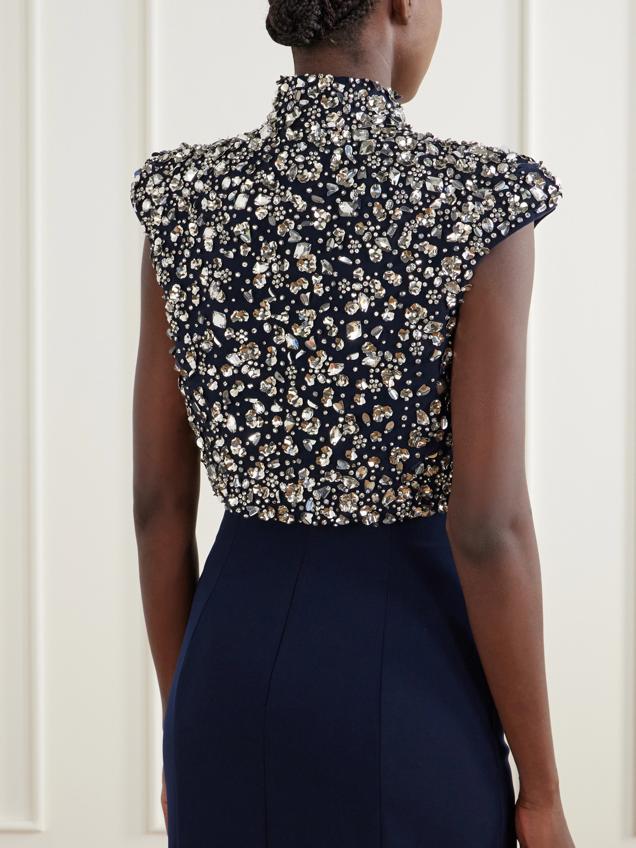 Super Moon Crystal-Embellished Crepe Evening Jacket