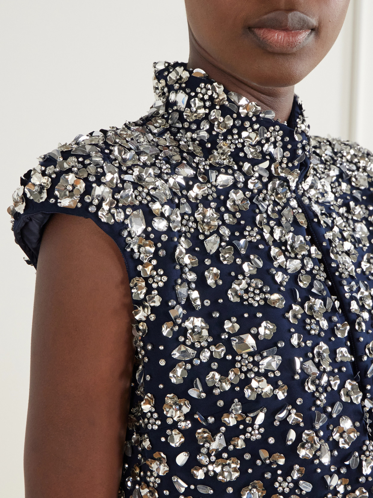 Super Moon Crystal-Embellished Crepe Evening Jacket