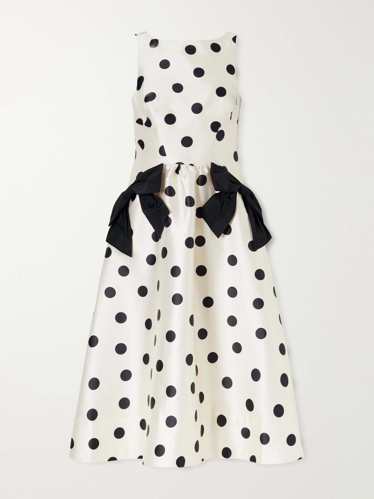 Rebecca Vallance Bacio Bow-detailed Polka-dot Satin-twill Midi Dress In White