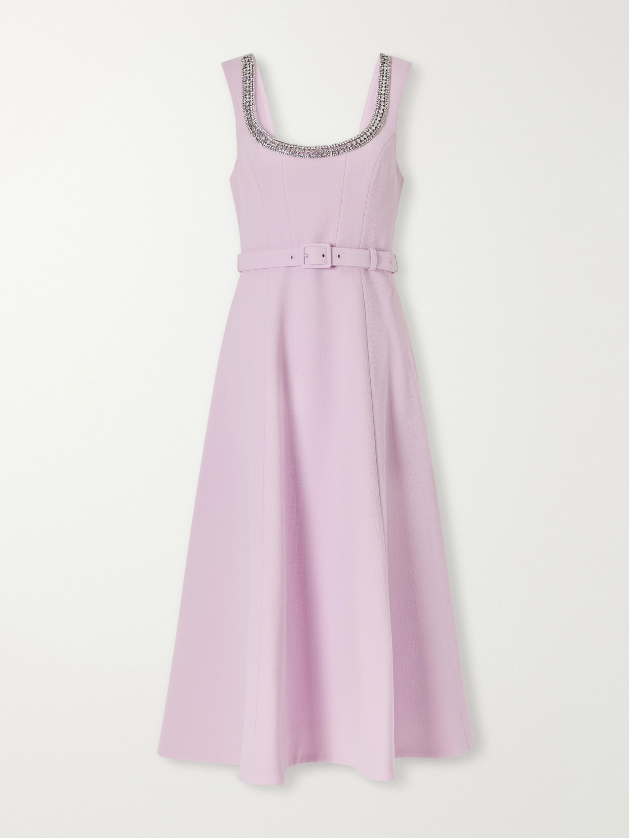 Rebecca Vallance Yolanda Belted Crystal-embellished Crepe Midi Dress In Purple