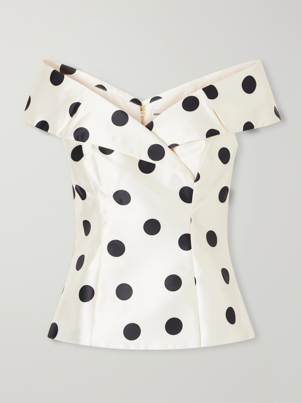 Rebecca Vallance Bacio Off-the-shoulder Polka-dot Satin-twill Top In Multi