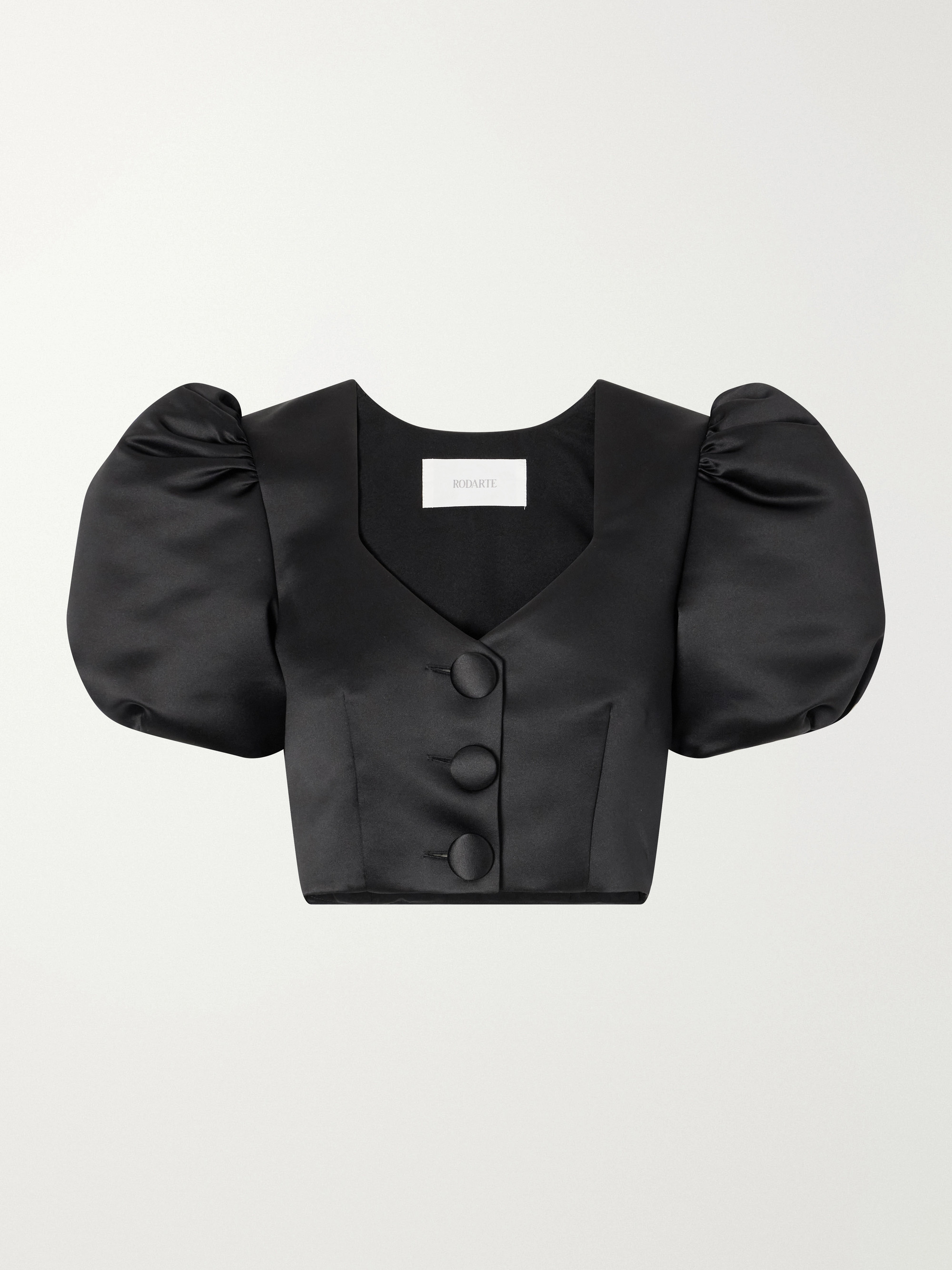 Rodarte Cropped gathered satin blouse