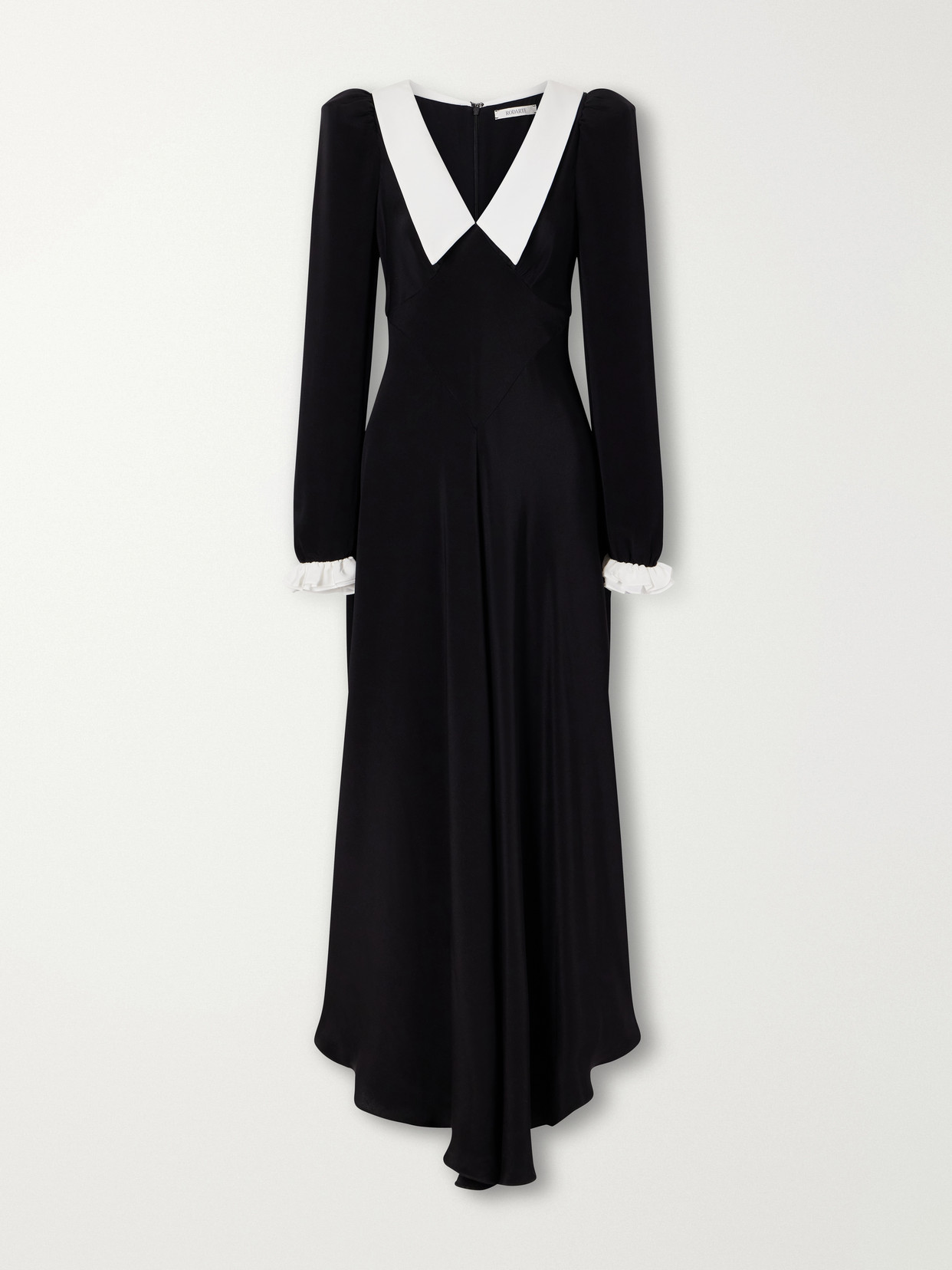 Rodarte Ruffle-trimmed Silk-crepe Maxi Dress In Black
