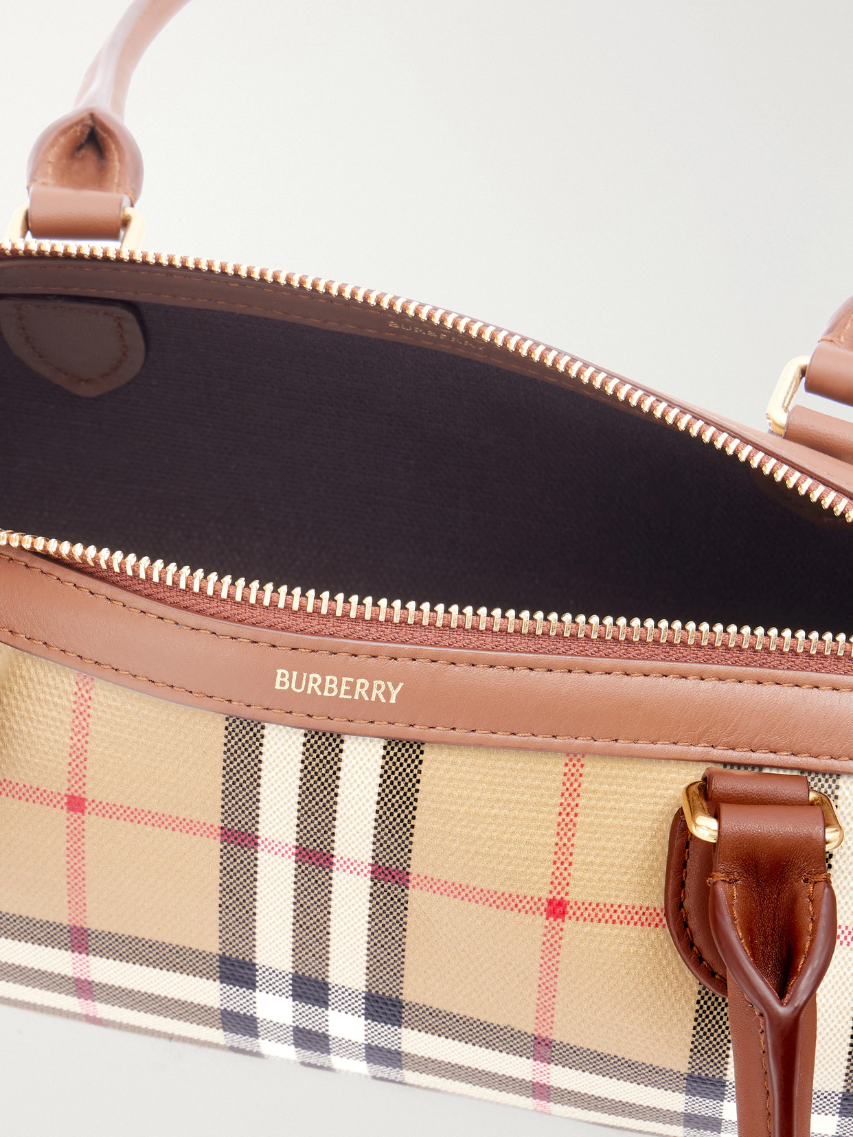 Barrel Mini Checked Coated-Canvas Shoulder Bag