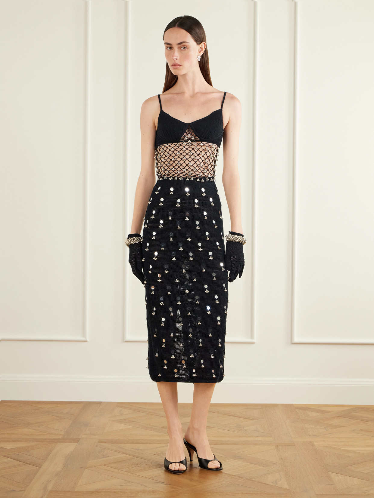 Catherine Embellished Cotton Crochet-Knit Top