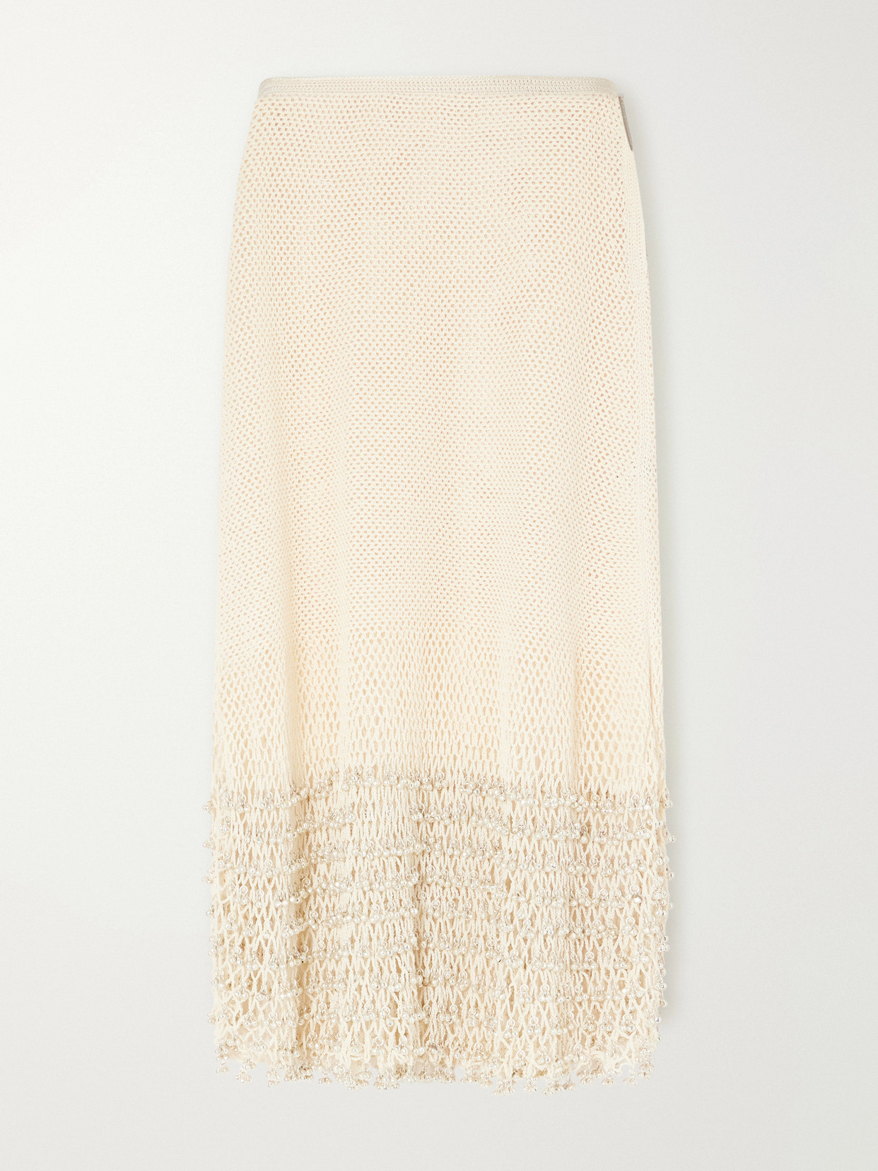 Amandine Embellished Cotton Crochet-Knit Midi