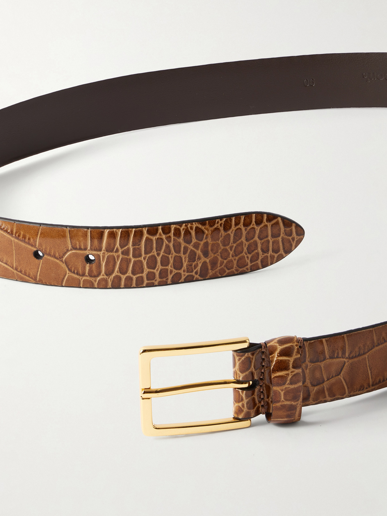 Anderson's Croc-effect Leather Belt In Brown