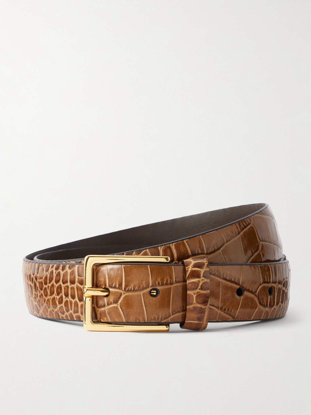 Anderson's Croc-effect Leather Belt In Brown