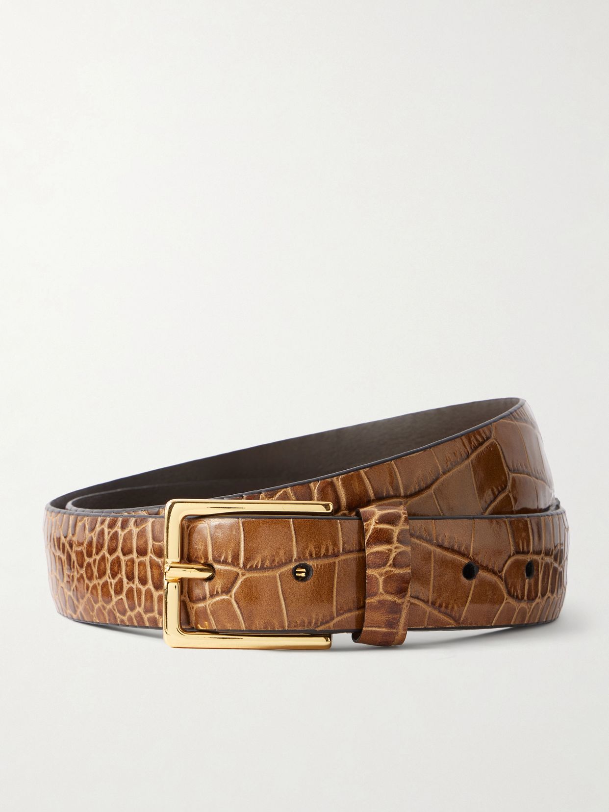 croc effect leather belt