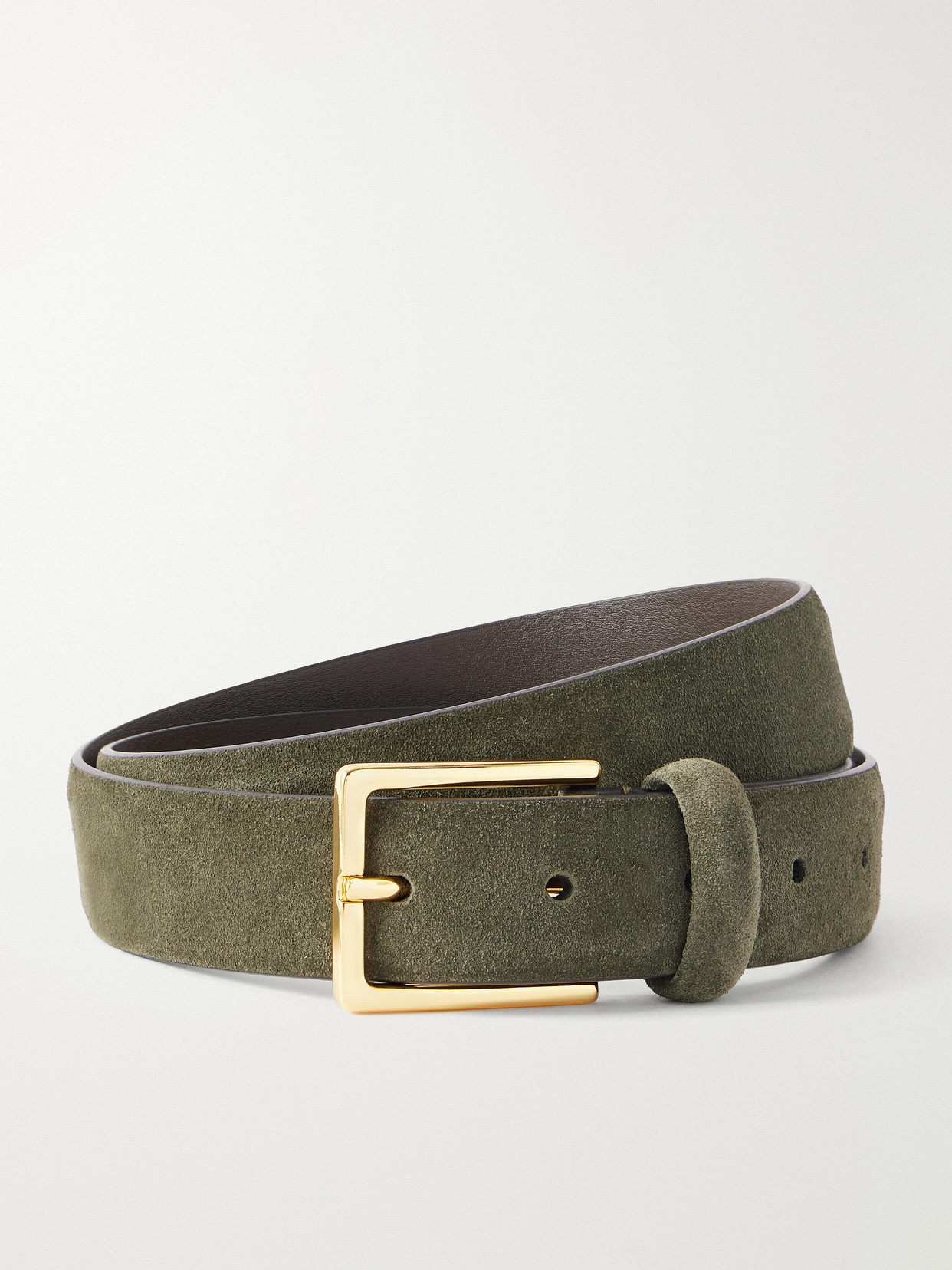 Anderson's Narrow Suede Belt In Green