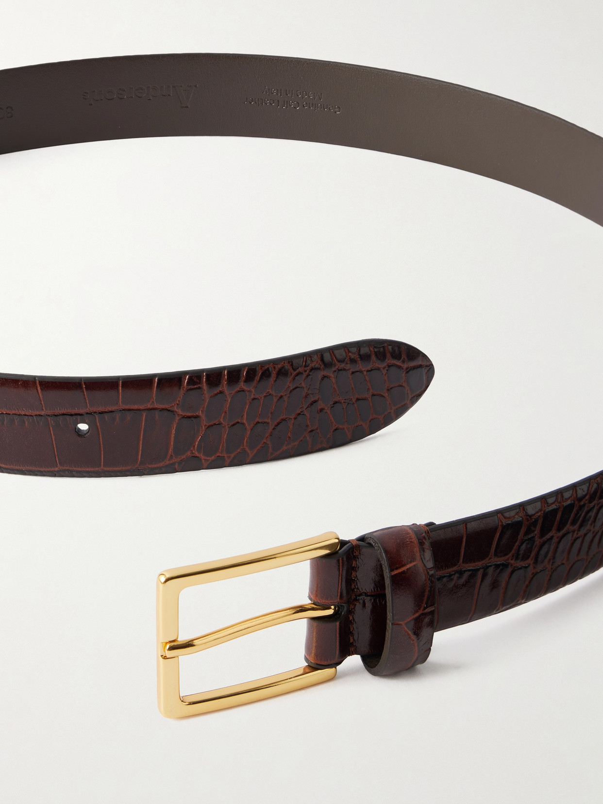 Anderson's Croc-effect Leather Belt In Brown