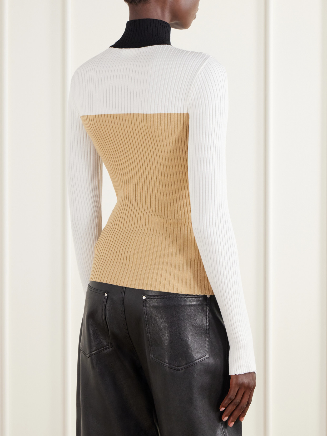 Logo-Embroidered Ribbed Jersey Sweater