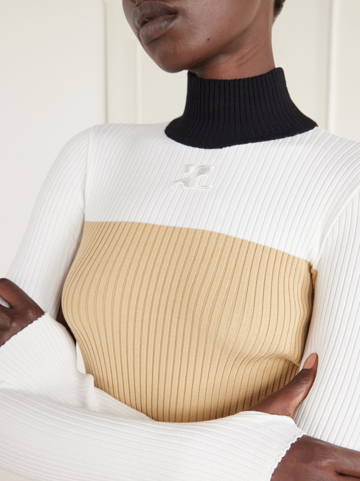 Logo-Embroidered Ribbed Jersey Sweater