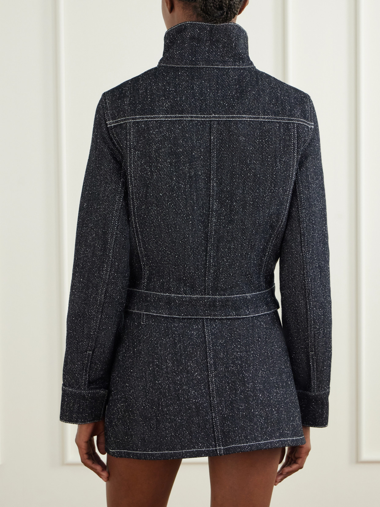 Logo-Embellished Denim-Tweed Jacket