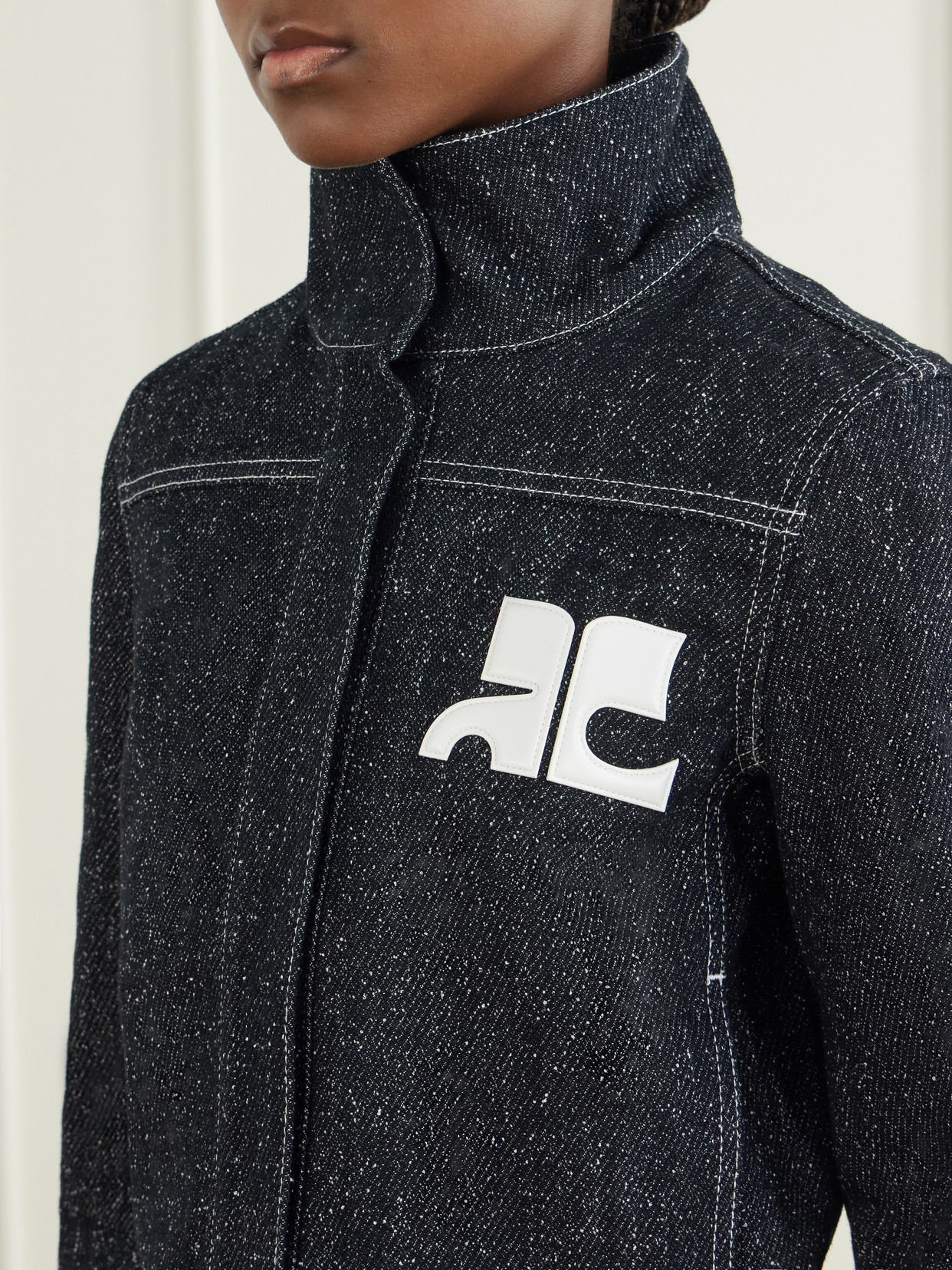 Logo-Embellished Denim-Tweed Jacket