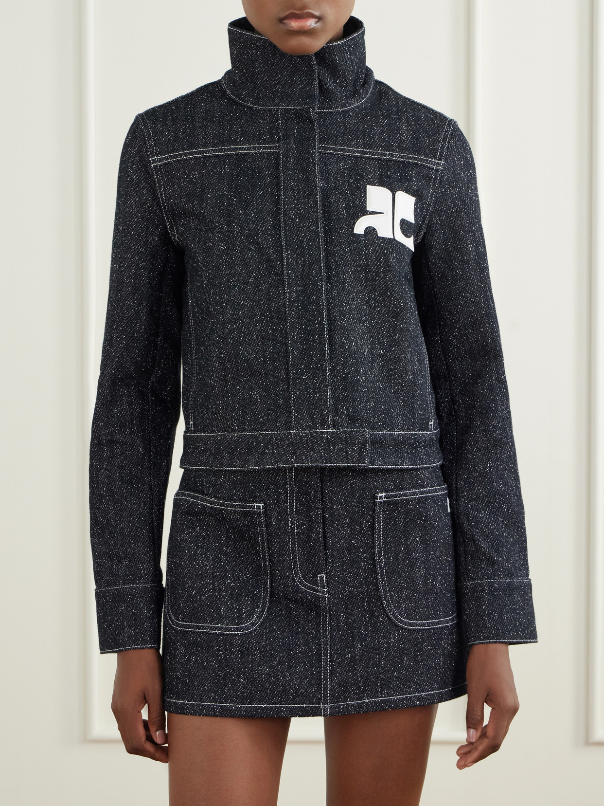Logo-Embellished Denim-Tweed Jacket