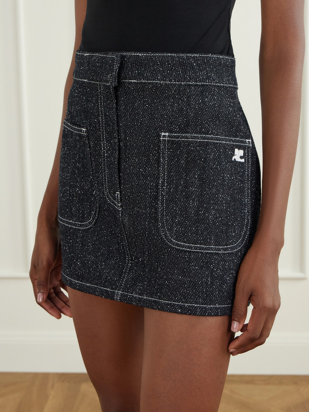 Logo-Embellished Denim-Tweed Mini