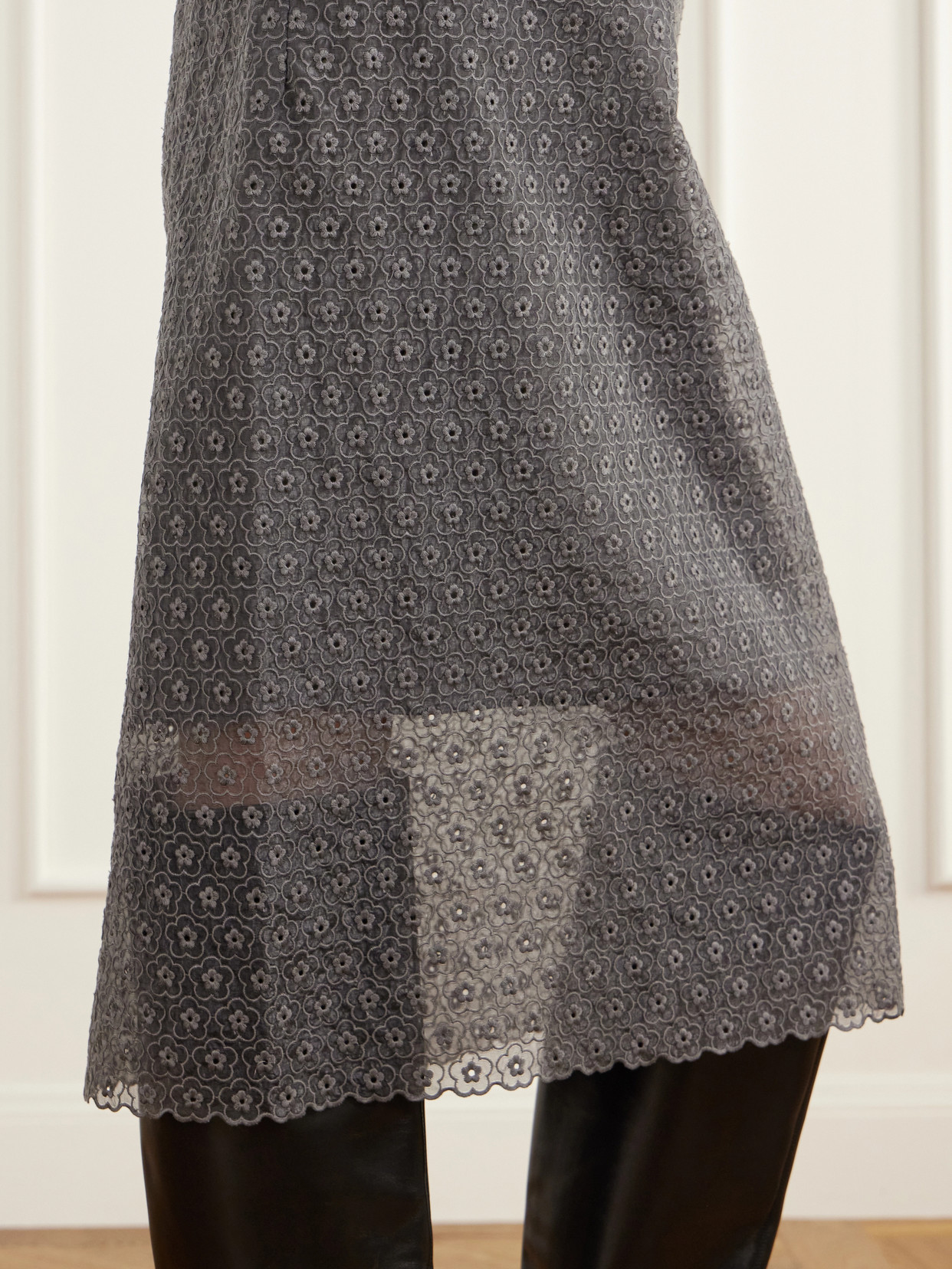Bria Scalloped Cotton-Blend Floral-Lace Midi
