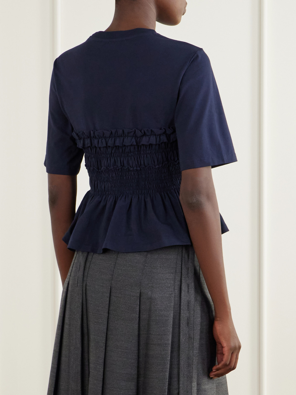 Vilde Gathered Cotton-Stretch Jersey T-Shirt