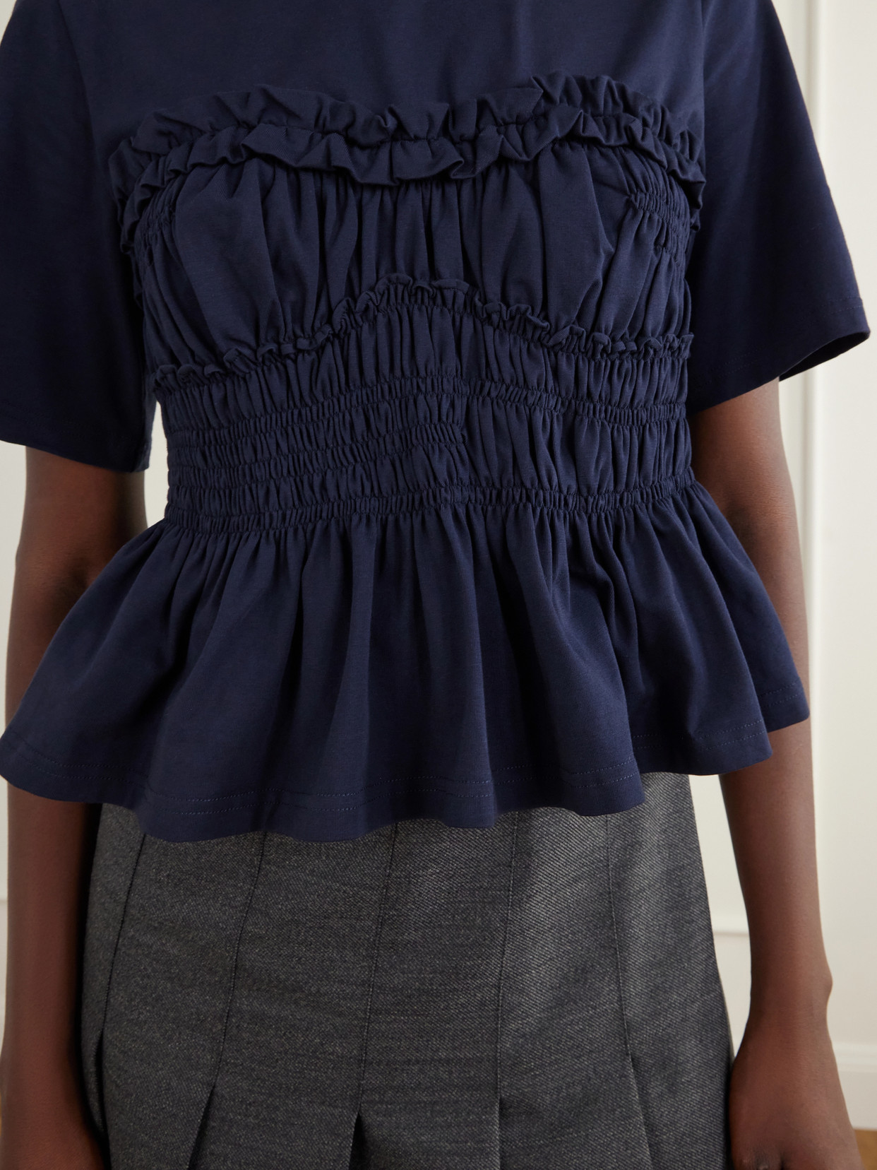 Vilde Gathered Cotton-Stretch Jersey T-Shirt