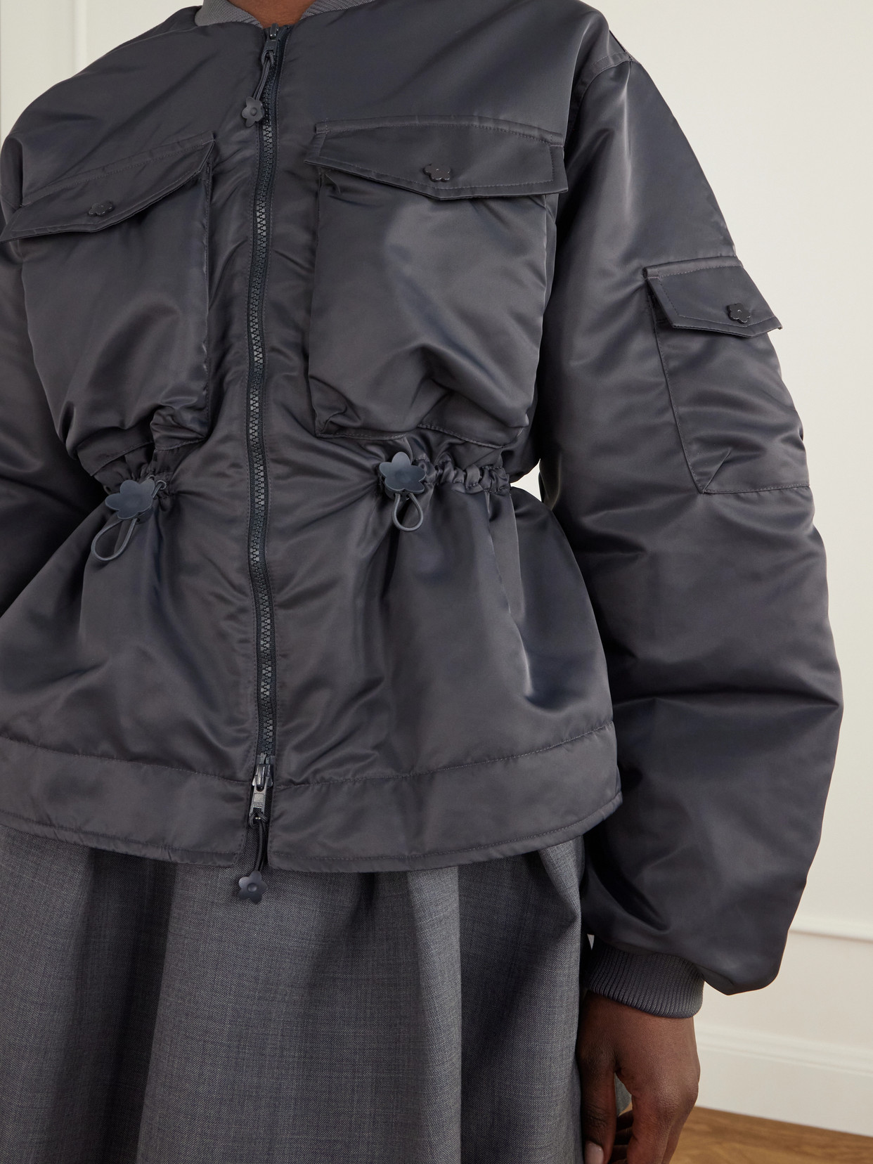 Birdie Embellished Padded Shell Bomber Jacket