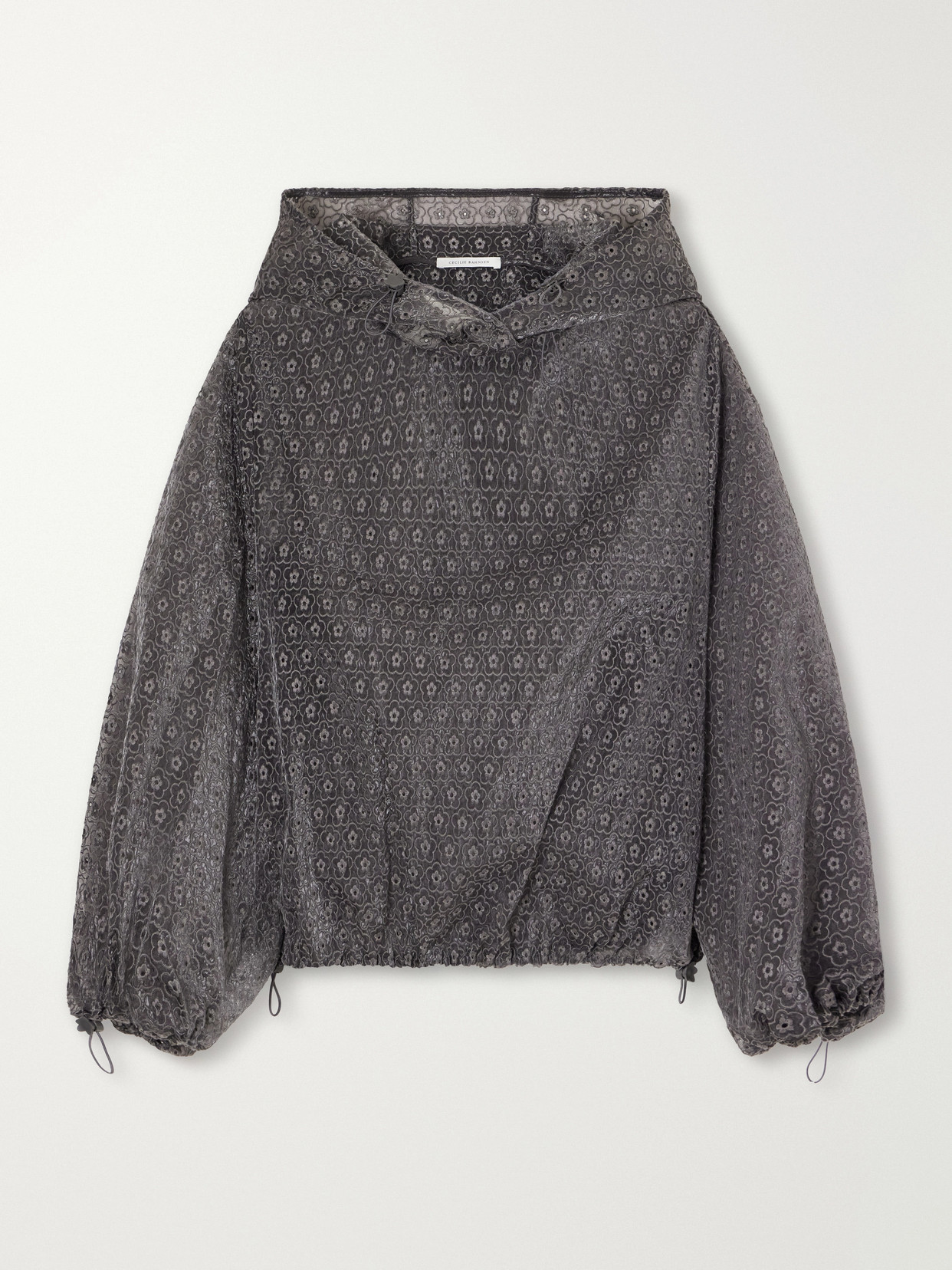Shila Hooded Drawstring Cotton-Blend Floral-Lace Jacket