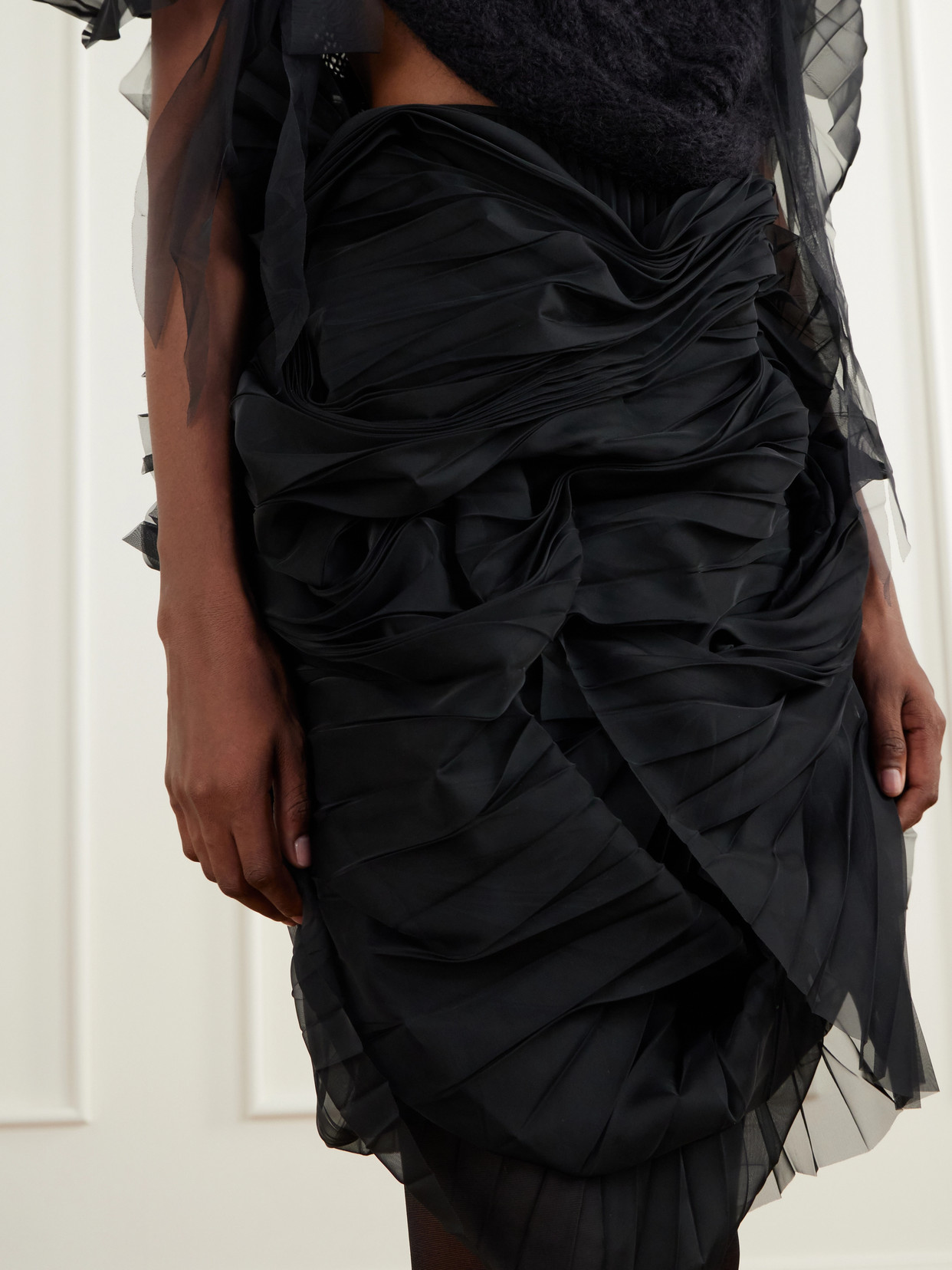 Minna Eerie Pleated Organza Knee-Length Skirt