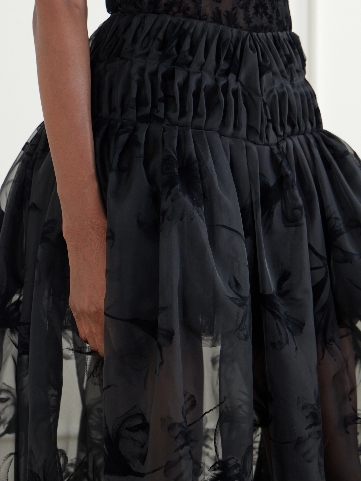 Rebecca Pleated Flocked Organza Midi
