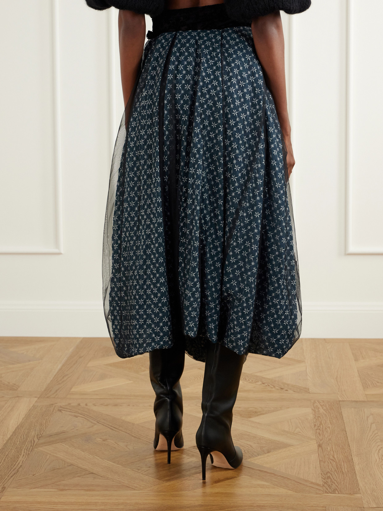 Eli Asymmetric Embroidered-Chiffon Maxi