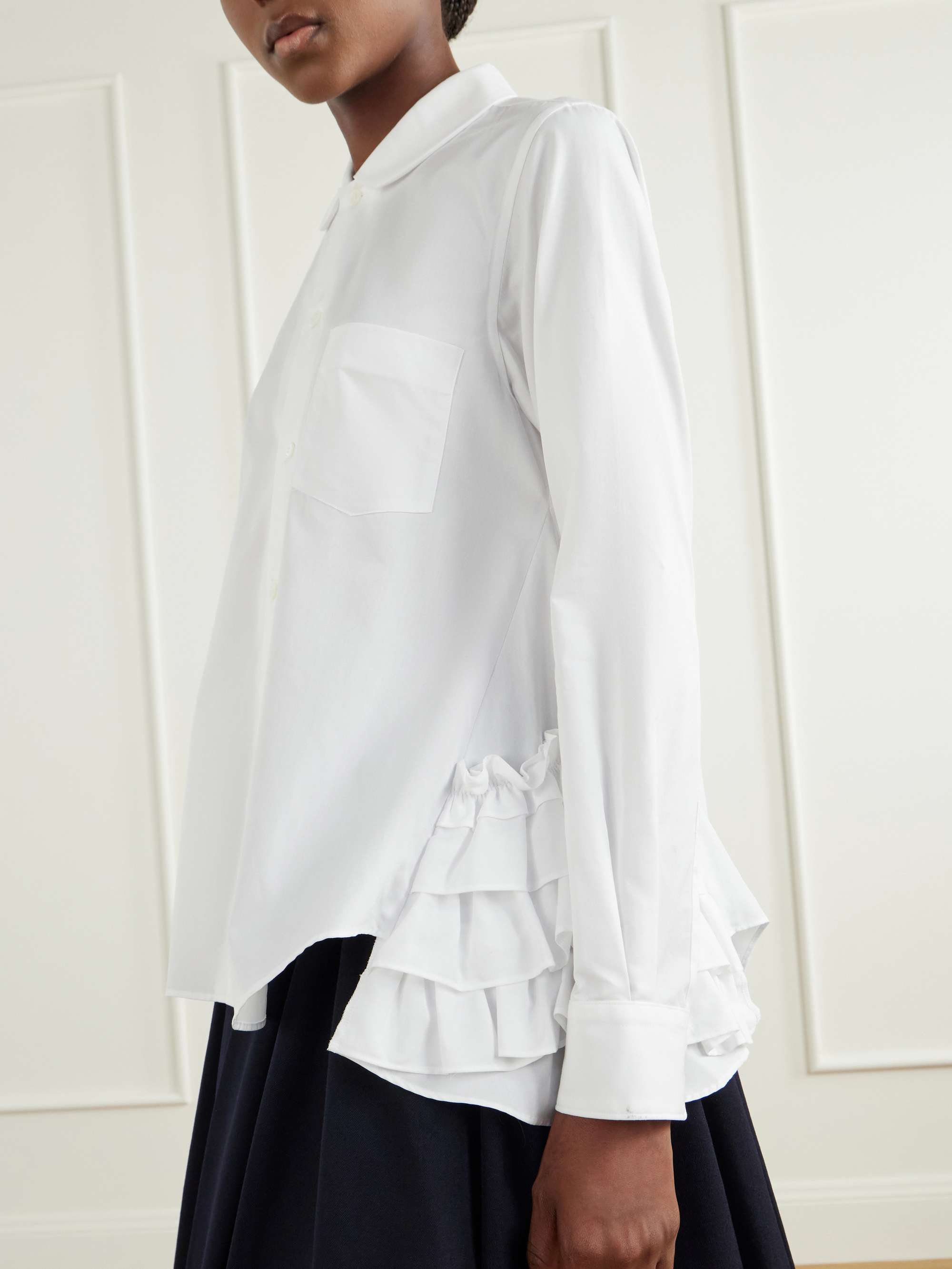 COMME DES GARÇONS GIRL Ruffled cotton-poplin shirt | NET-A-PORTER
