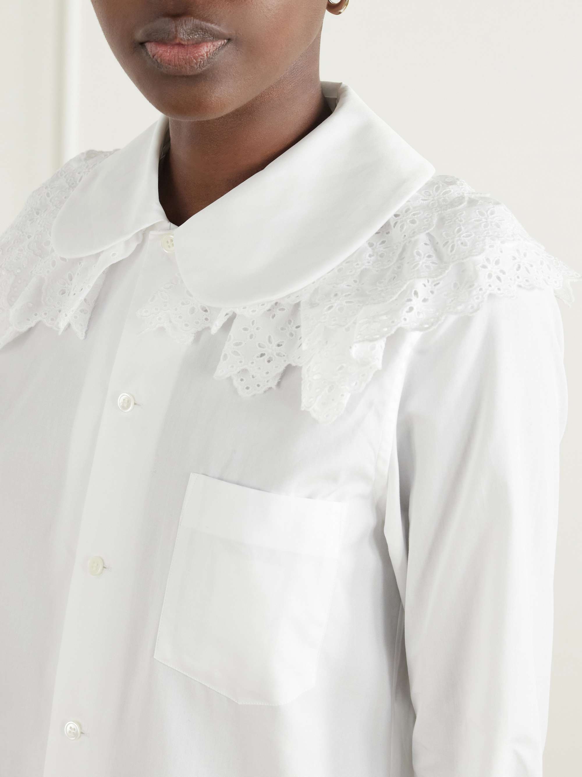 COMME DES GARÇONS GIRL Broderie anglaise-trimmed cotton-poplin