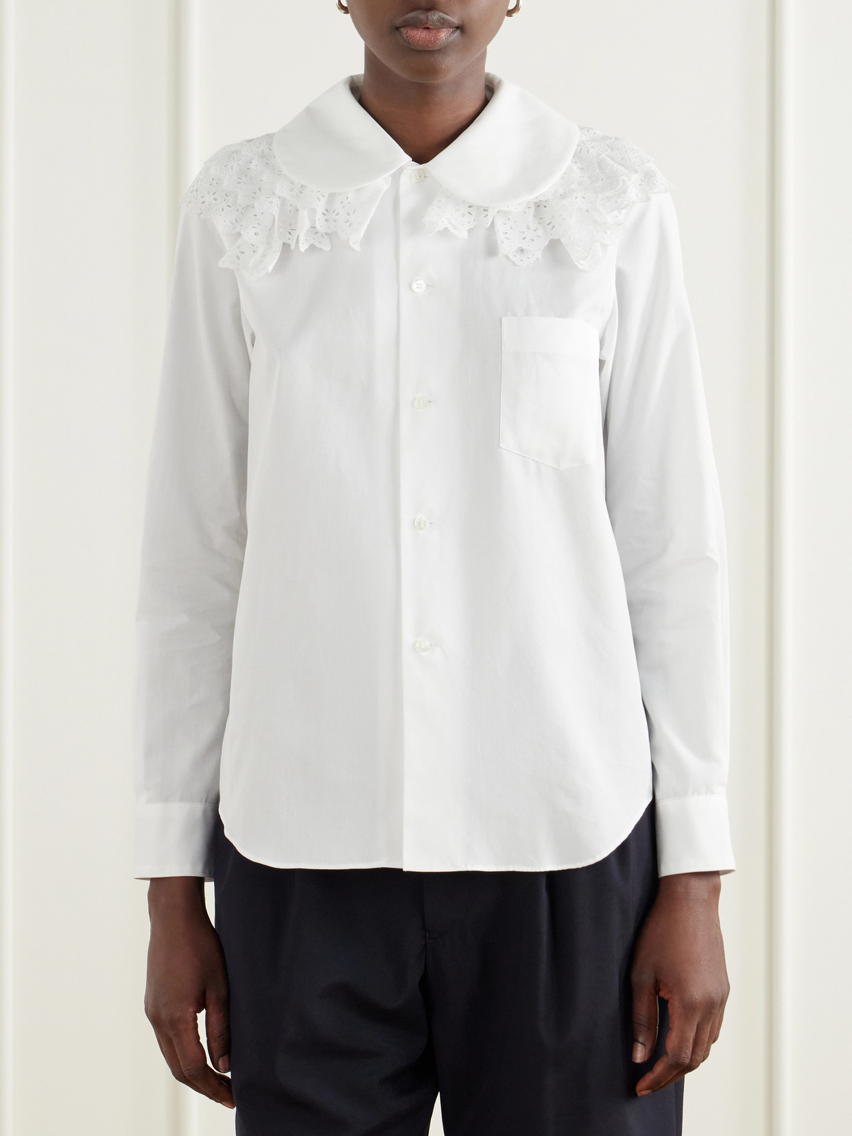 Comme Des Garçons Girl - Broderie Anglaise-Trimmed Cotton-Poplin Blouse