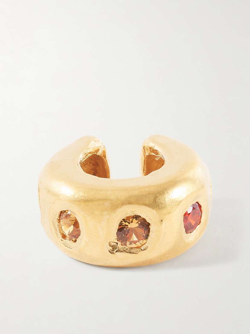 Simuero Sol Gold-plated Cubic Zirconia, Sapphire Ear Cuff