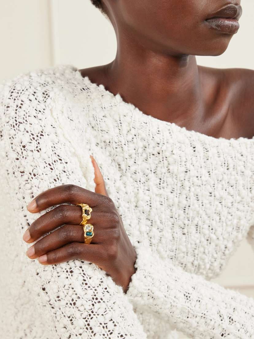 Simuero Buzo Gold-plated Sterling Silver Topaz And Cubic Zirconia Ring | Thumbnail 3 Simuero Buzo Gold-plated Sterling Silver Topaz And Cubic Zirconia Ring | Thumbnail 3