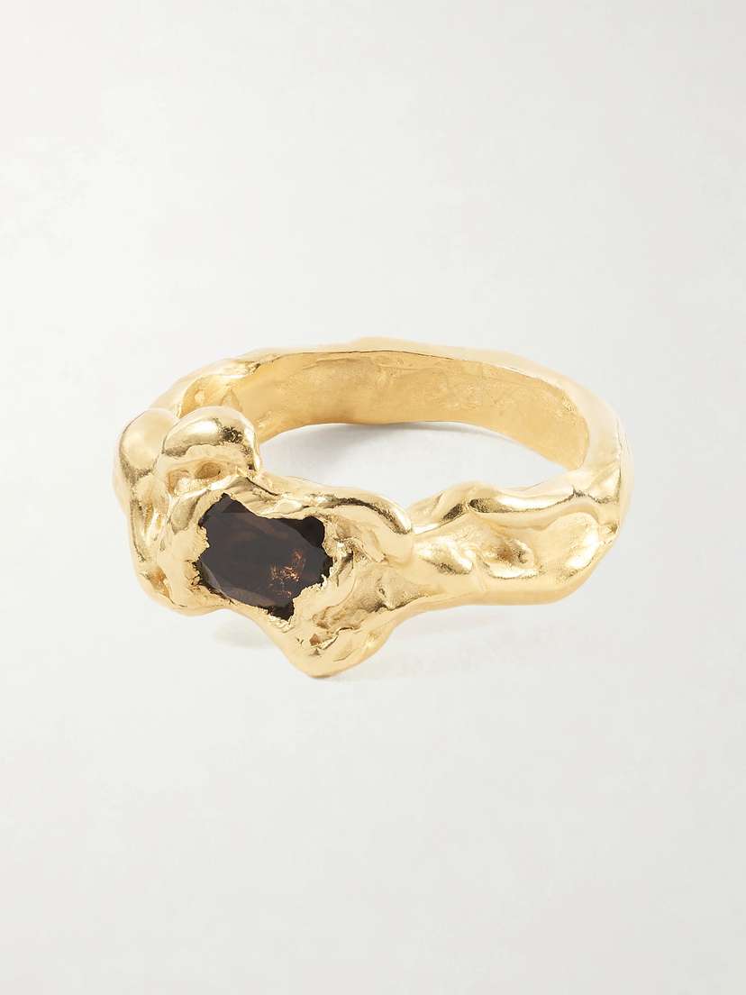 Simuero Ola Gold-plated Sterling Silver And Smoky Quartz Ring