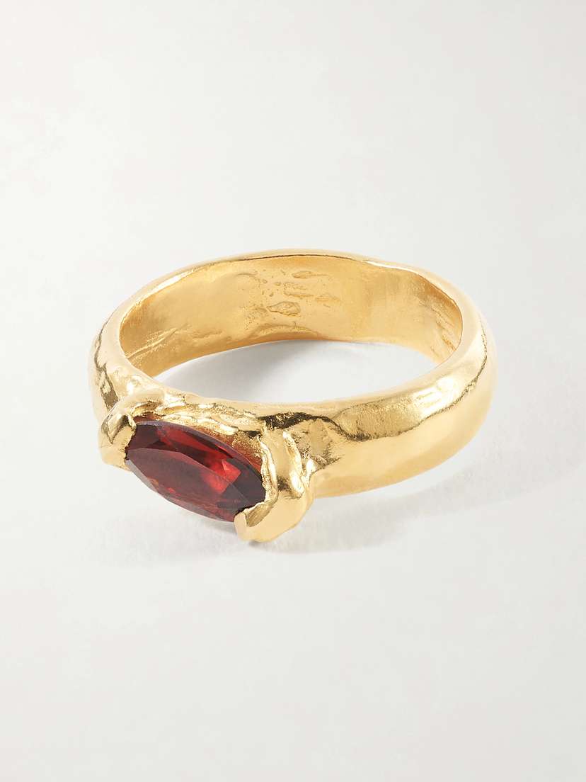 Simuero Enero Gold-plated Sterling Silver And Garnet Ring