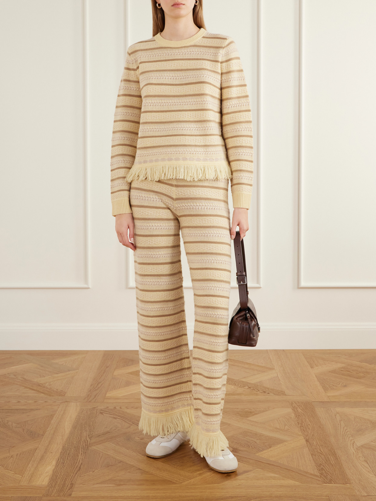 Western Fringe-Detail Striped Wool And Cashmere-Blend Sweater